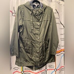 Ladies Windbreaker Time and Tru Utility Jacket in Olive 12/14
